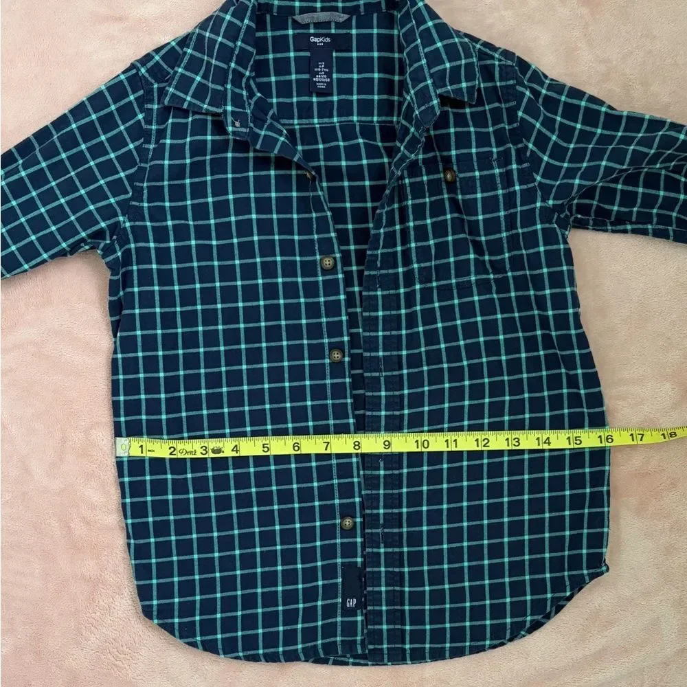 Gap Kids Blue Plaid Button Down Shirt S | Boys Flannel Style Long Sleeve
